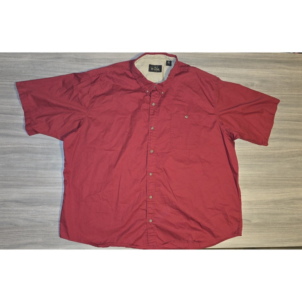 RedHead Shirt Mens 4XL Red Short Sleeve Button Down Pocket Casual 100% Cotton